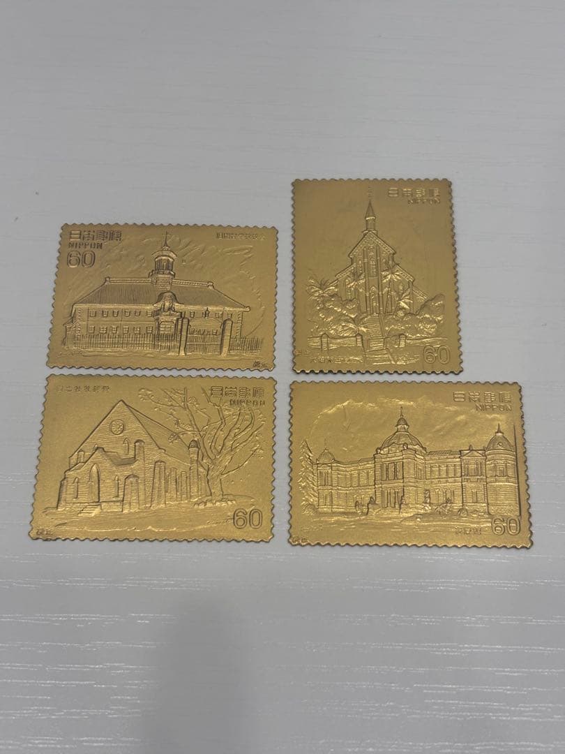 希少　切手型　松本徽章工業　純金　金属工芸品　12g 純金×純銅 K24