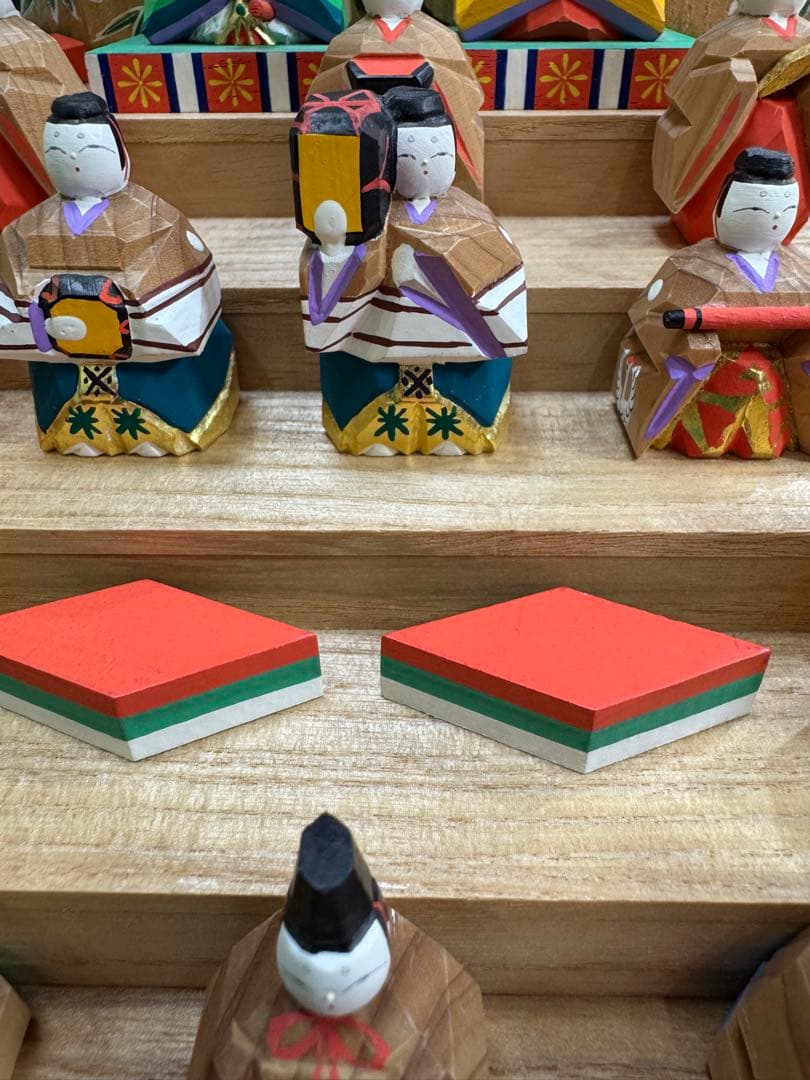 【美品】奈良 一刀彫 神泉刀　雛壇 五段雛人形 十五人揃　ヴィンテージ