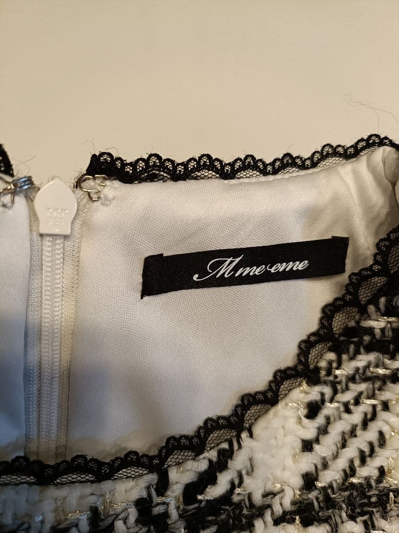 【m.me.eme】チェックフェザーワンピース