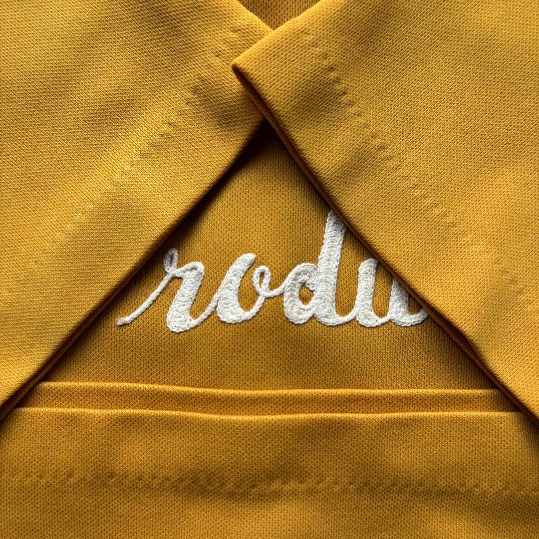 ANGEL TOWN ハーフジップ　ボーリングシャツ　イエロー　刺繍　サイズ38