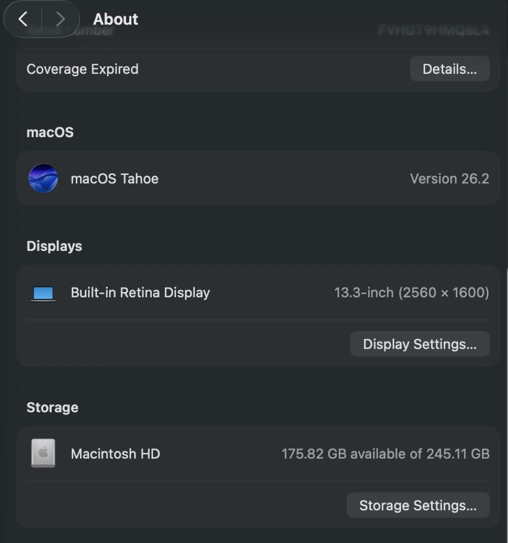 【美品】MacBook Air M1 2020 8GB/256GB