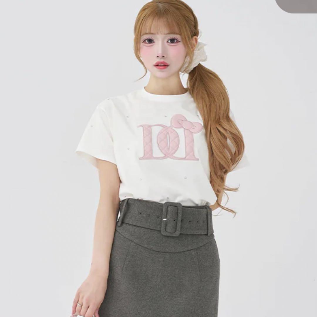 Hello DarichキルティングアップリケビジューTシャツ