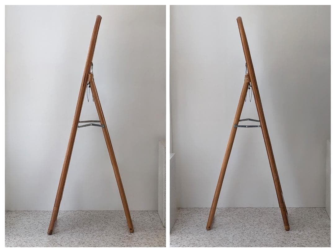 ラタン スタンドミラー 80s ビンテージ 壁掛け 2way 籐の姿見 レトロ