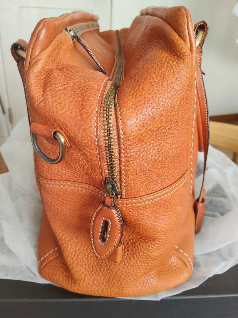 オレンジレザー ボストンバッグ