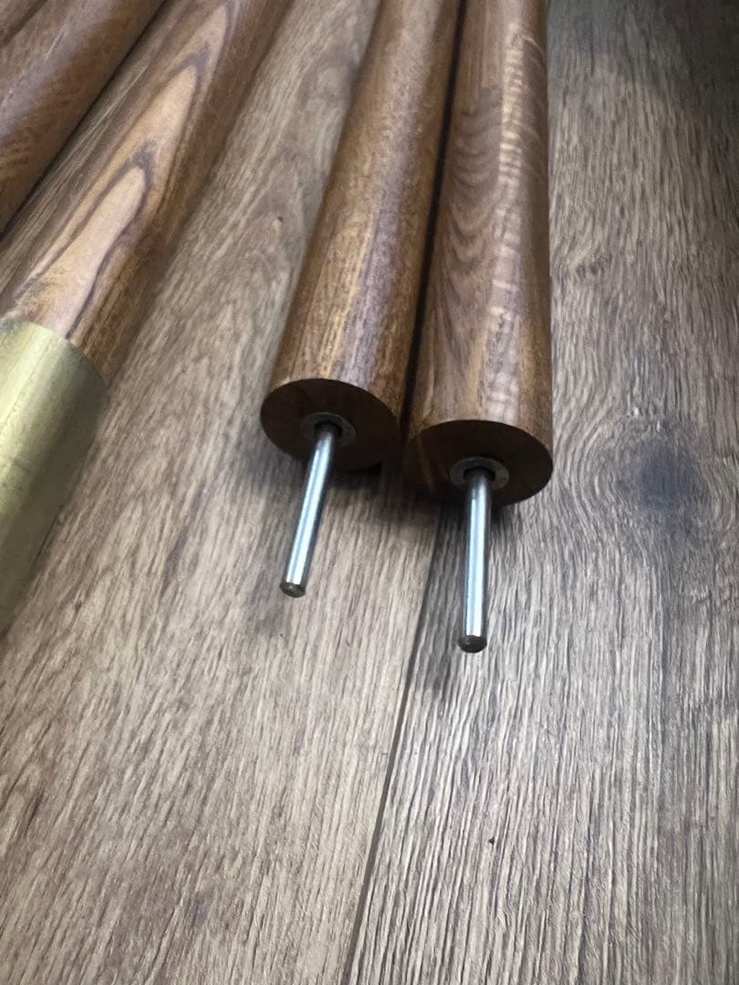 ウッドポール 4本セット 木製 真鍮 タープ キャンプ アウトドア ルートベース