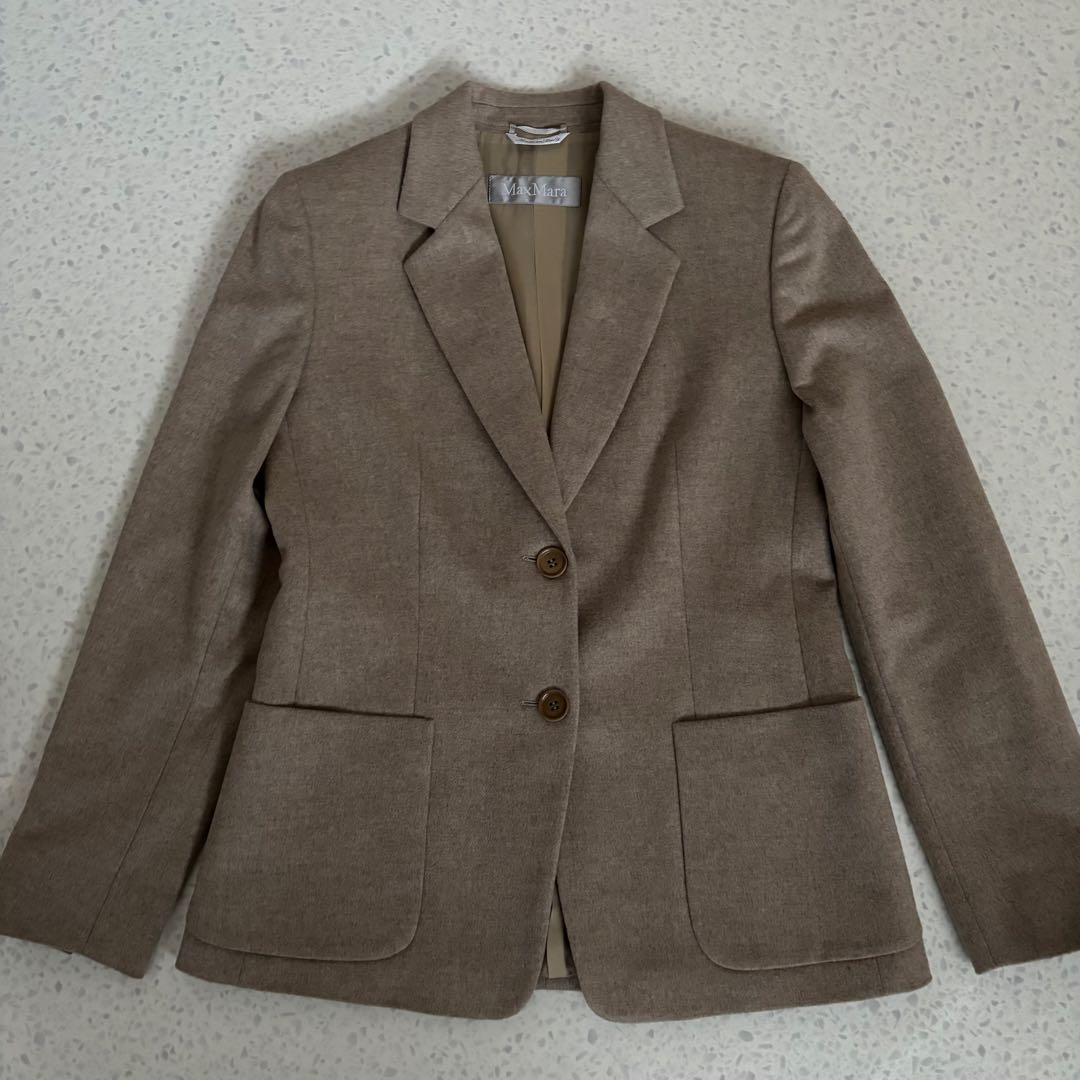 極美品 MaxMara マックスマーラ ウール テーラードジャケット グレージュ