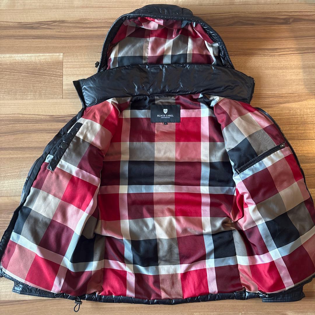 ブラックレーベル　メンズダウンジャケット チェック柄(サイズM)