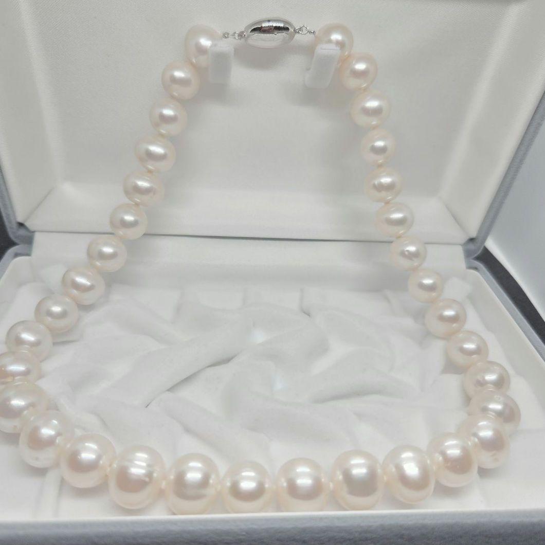 超大玉　本真珠 パール　ネックレス シルバー留め具　12mm