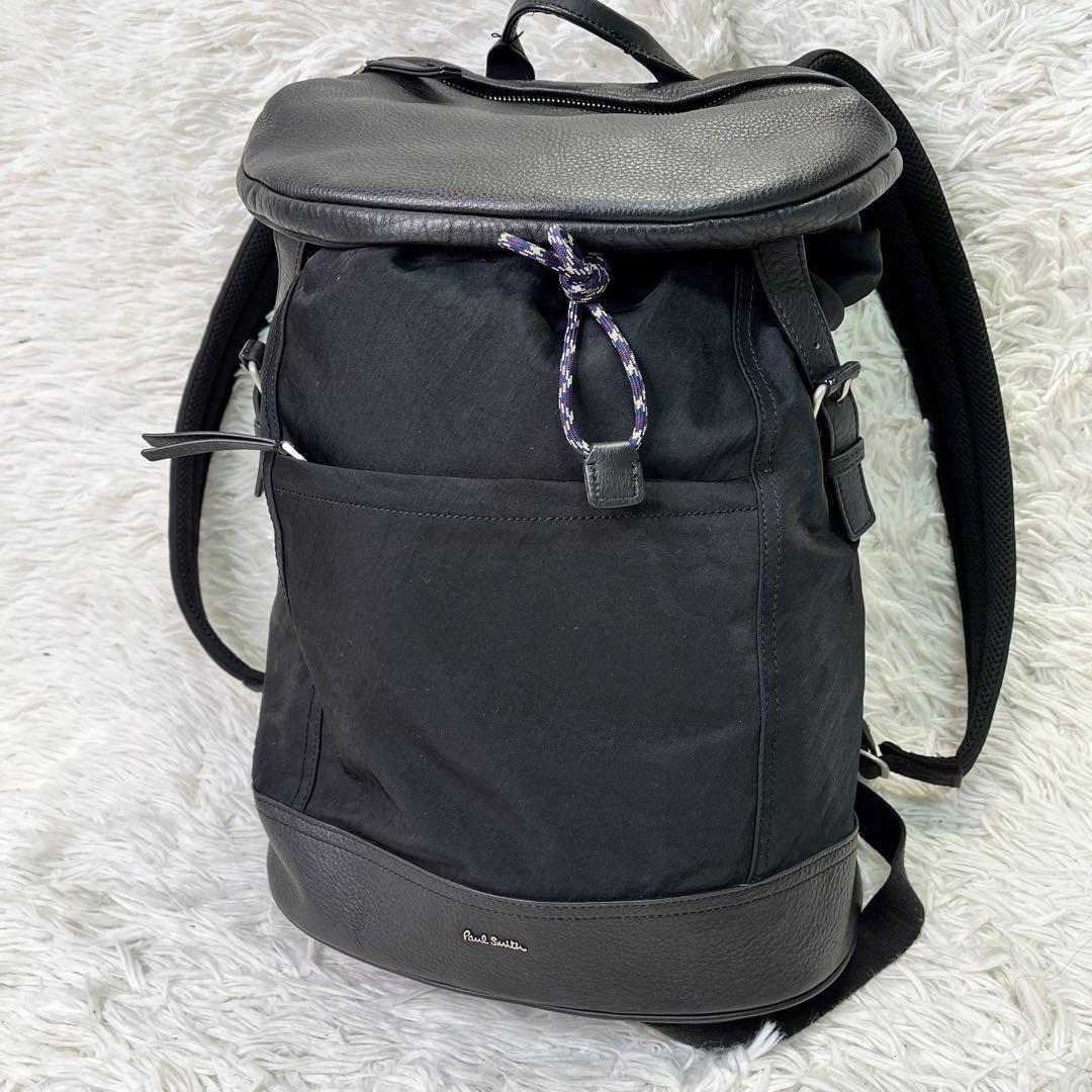 人気✨ポールスミス　バックパック　ブラック　レザーXナイロン