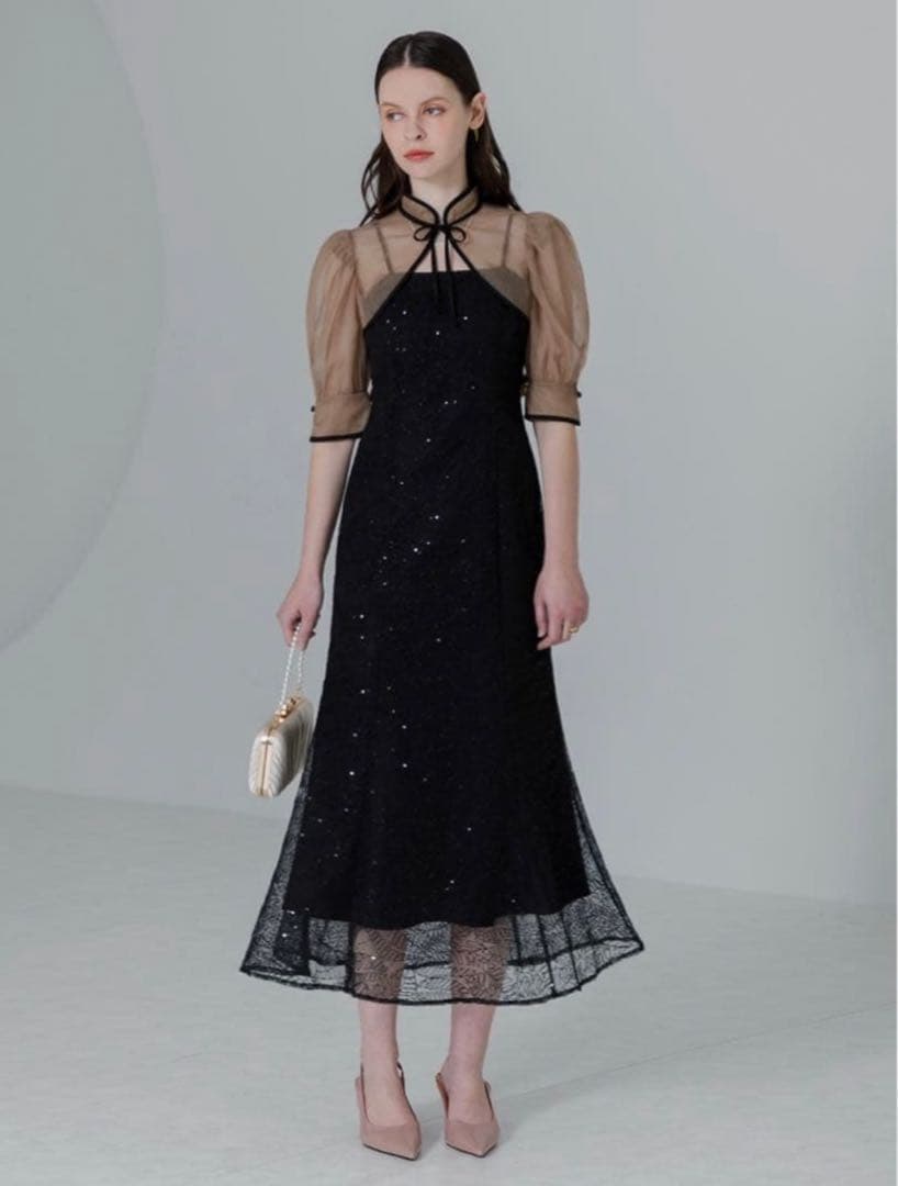 スパンコールボタニカルマーメイドボレロ2WAYワンピースドレス結婚式パーティー