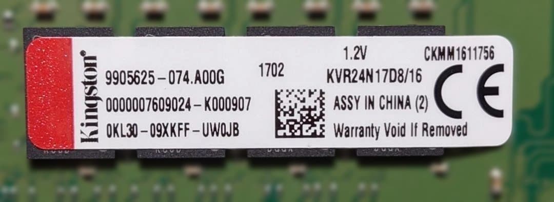 Kingston メモリー DDR4 2400 16GB　1枚