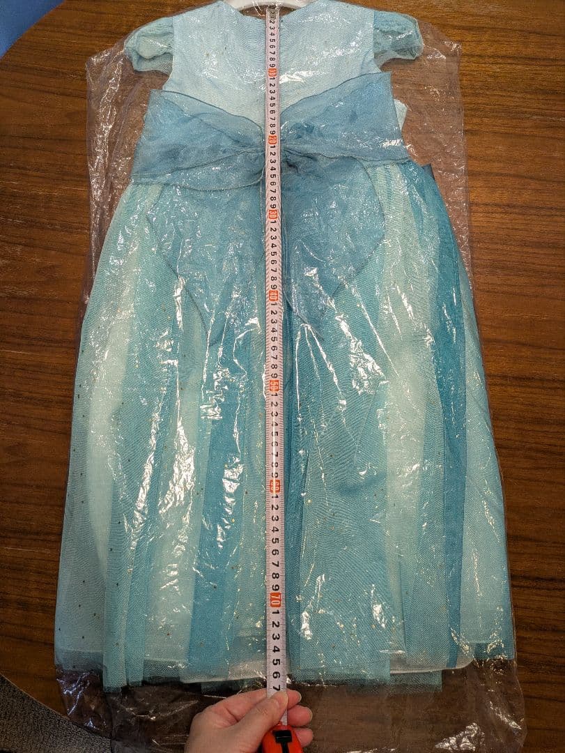 値下げ　DRESCCO ピーコックブルービジューストーンドレス 130(8号)