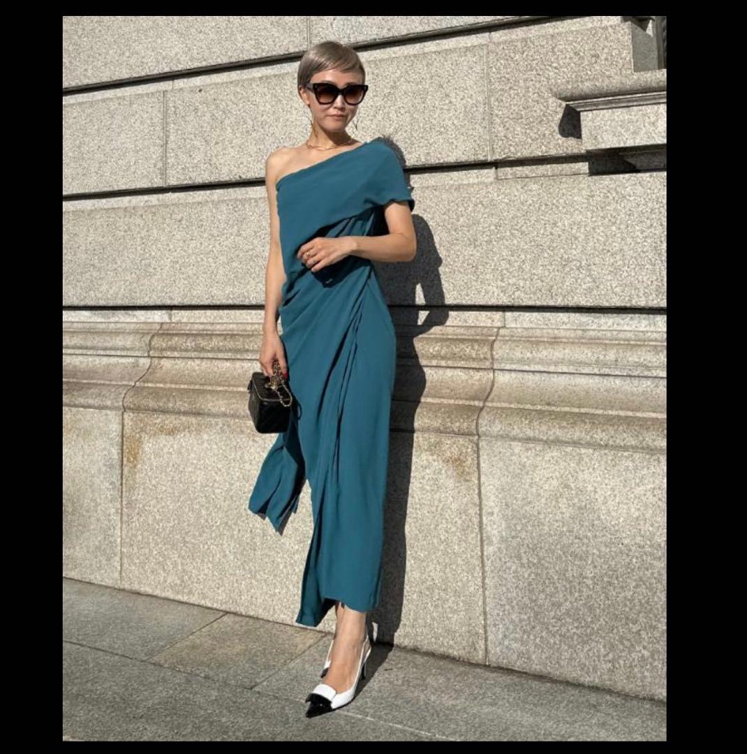 JENNE ドレープワンショルダーワンピース ドレス Sサイズ