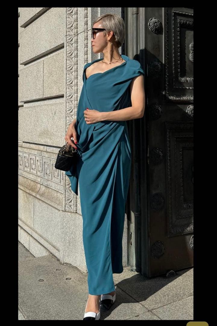 JENNE ドレープワンショルダーワンピース ドレス Sサイズ