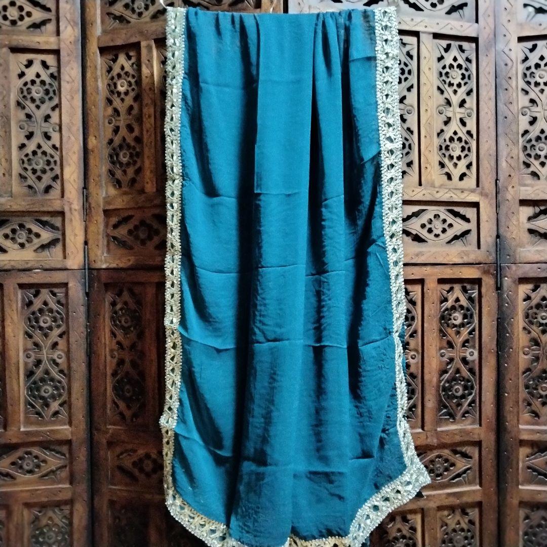 ◎専用◎インド アナルカリクルタ ティールブルー×シルバー刺繍【63A-4】