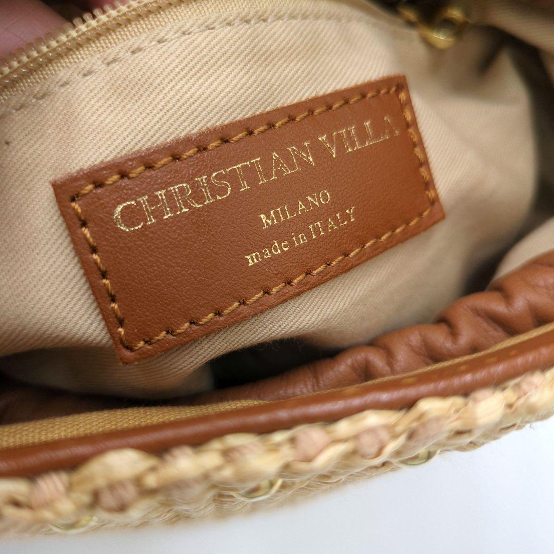 美品　クリスチャンヴィラ　タッセル　バケツ型　スタッズ付き 2way