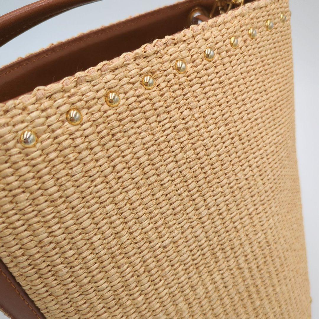 美品　クリスチャンヴィラ　タッセル　バケツ型　スタッズ付き 2way