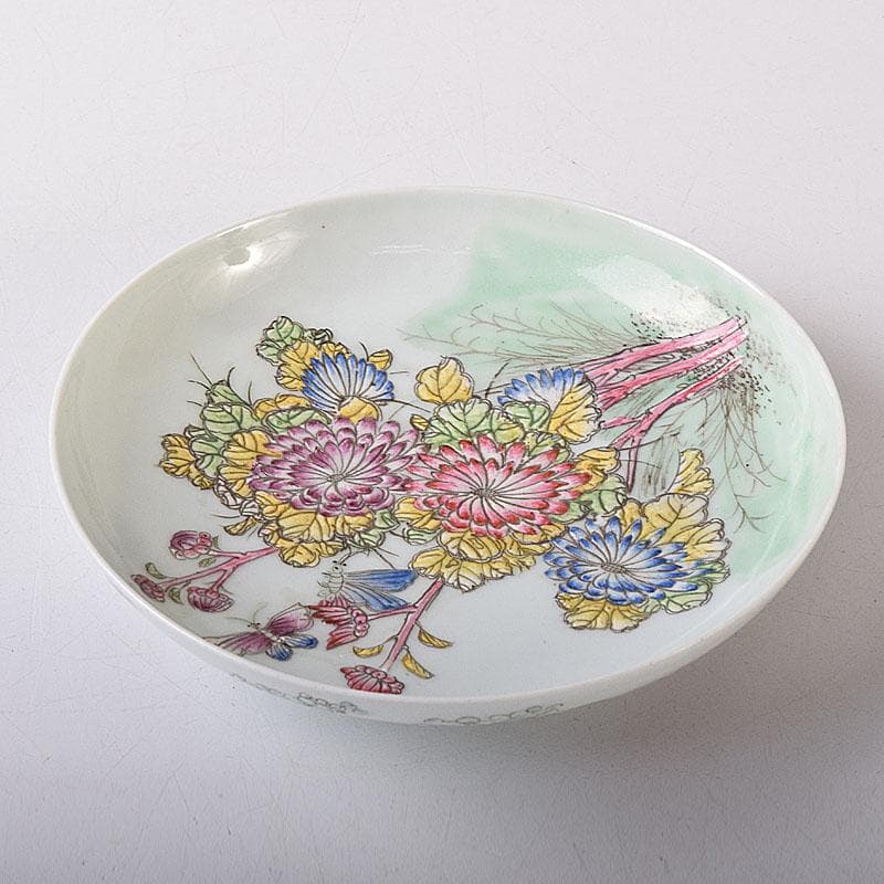 中国　大清乾隆年製　粉彩　花鳥文　皿　C　7821