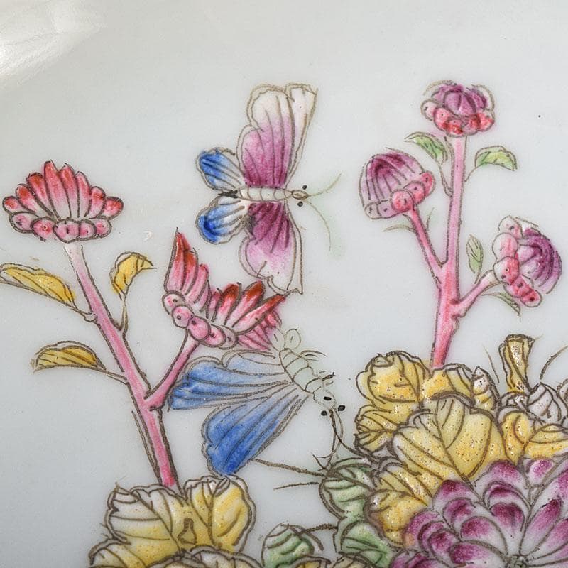 中国　大清乾隆年製　粉彩　花鳥文　皿　C　7821