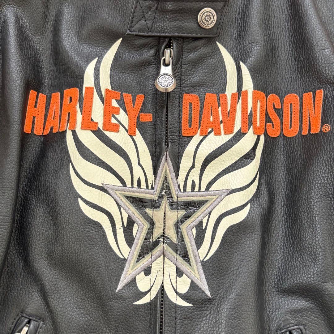ハーレーダビッドソン シングル ライダースジャケット 革ジャン レディースL