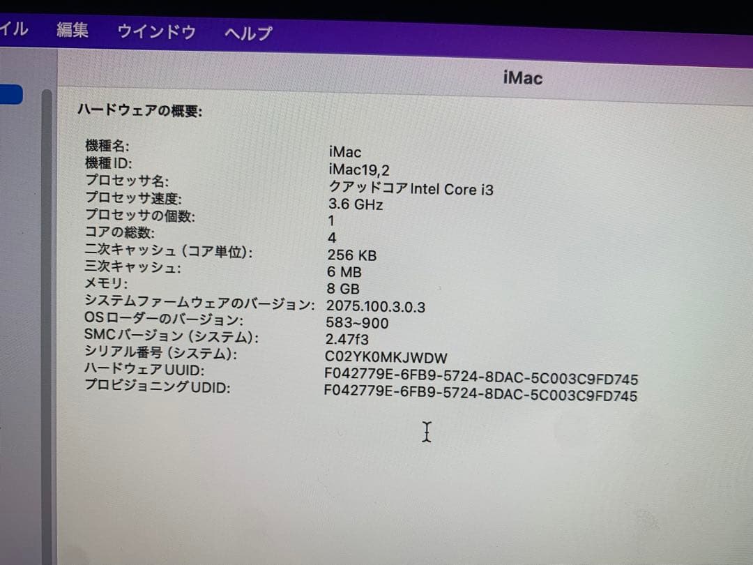 Apple iMac 21.5インチ　A2116 2019 i3 1TB HDD