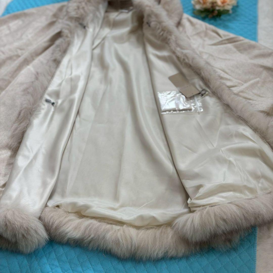 F-wisteria高級カシミヤ100% ＆フォックス毛皮ポンチョ•ケープコート