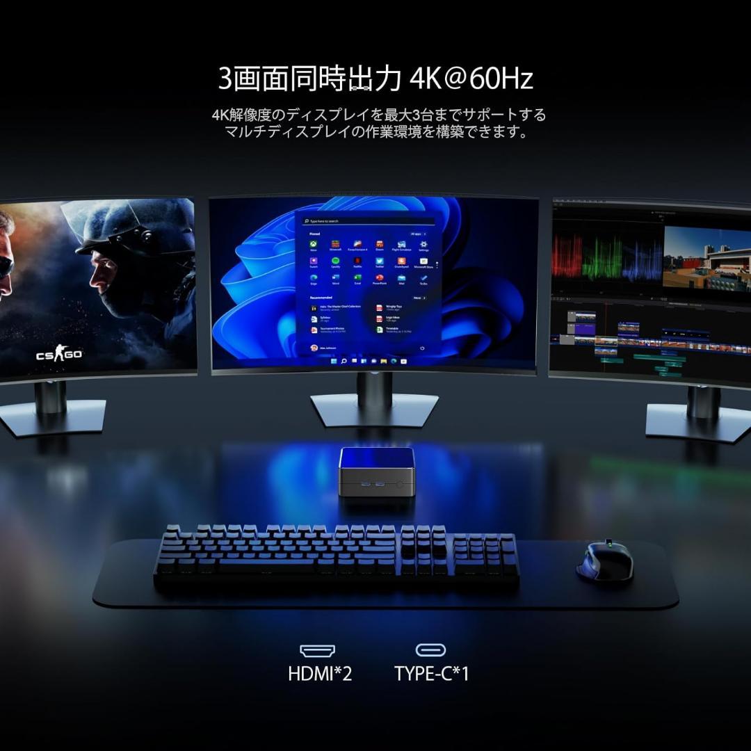 ミニPC AMD Ryzen 5 3550H 4コア8スレッド最大3.70GHz