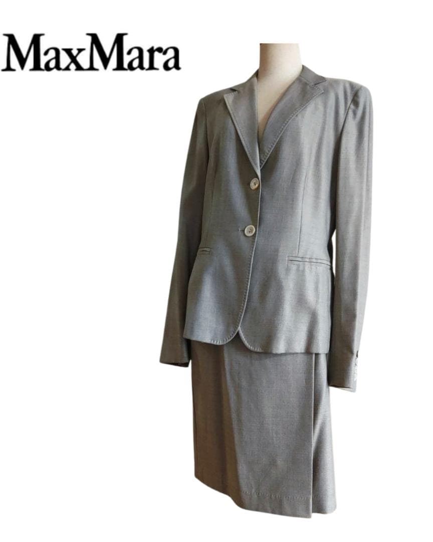MaxMara マックスマーラ シルク混白タグ スカートスーツ セットアップ L