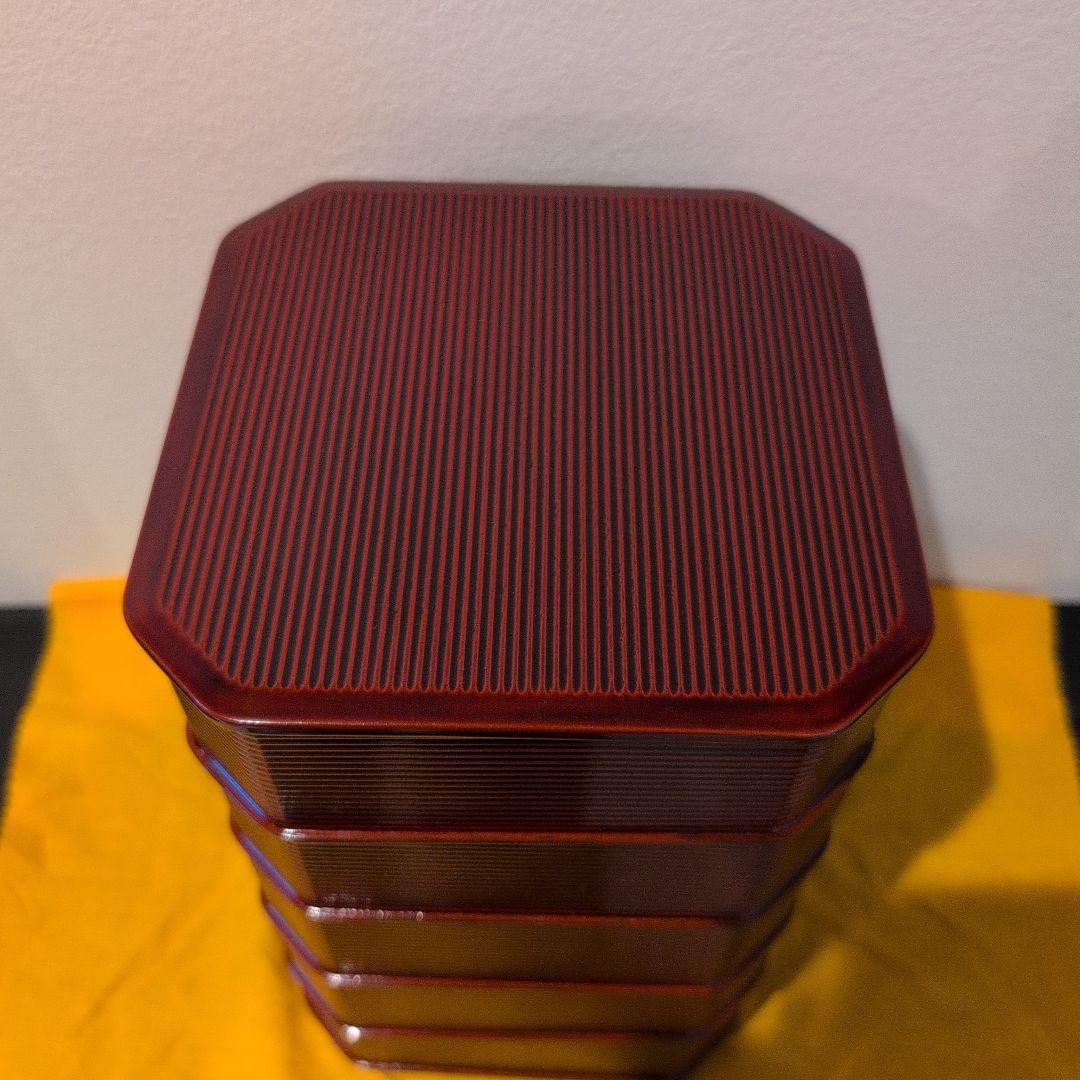 輪島塗 塗師大家静峰造 面取 縁高重 5段重 共箱