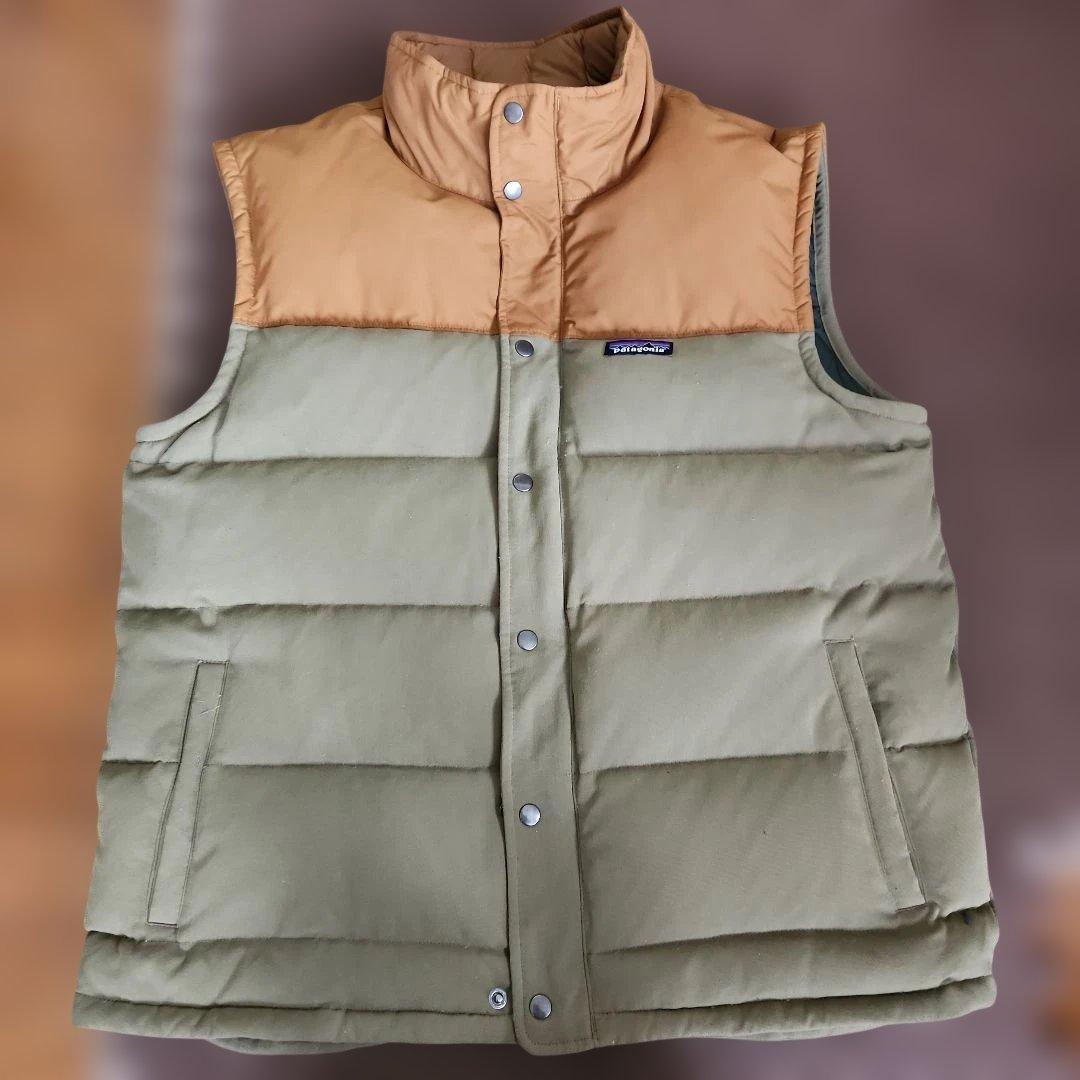 パタゴニア、ダウンベスト、L 、モスグリーンとカーキー