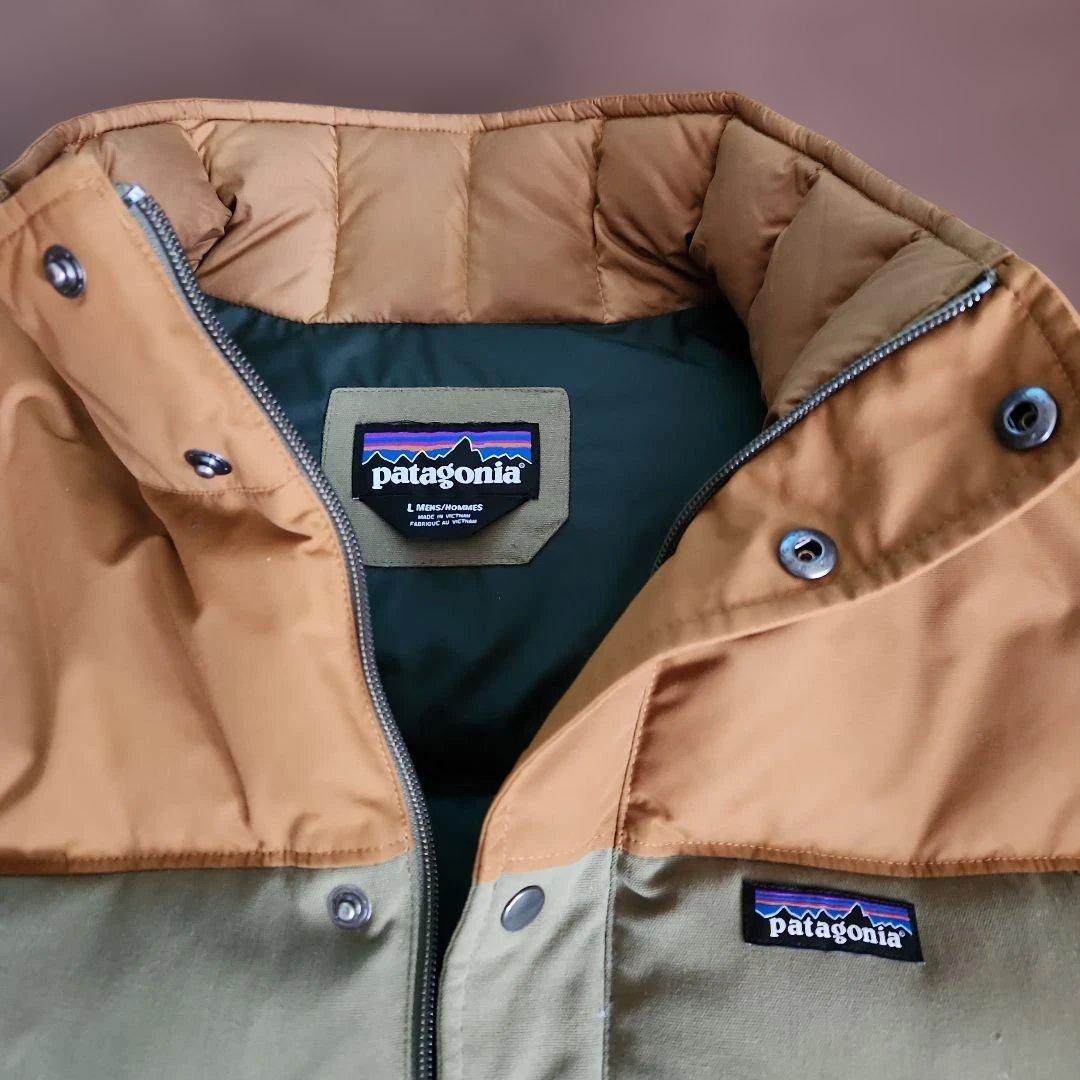 パタゴニア、ダウンベスト、L 、モスグリーンとカーキー