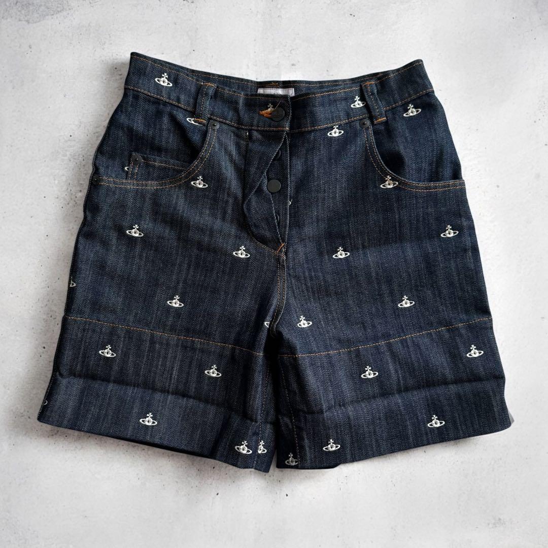 ①ヴィヴィアンウエストウッド レッドレーベル オーブ刺繍柄ショートパンツ