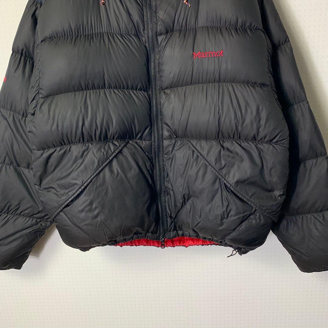 90s Marmot ダウンジャケット M パルバッド 肉厚 ブラック 刺繍ロゴ