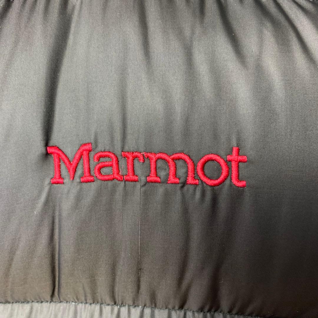 90s Marmot ダウンジャケット M パルバッド 肉厚 ブラック 刺繍ロゴ