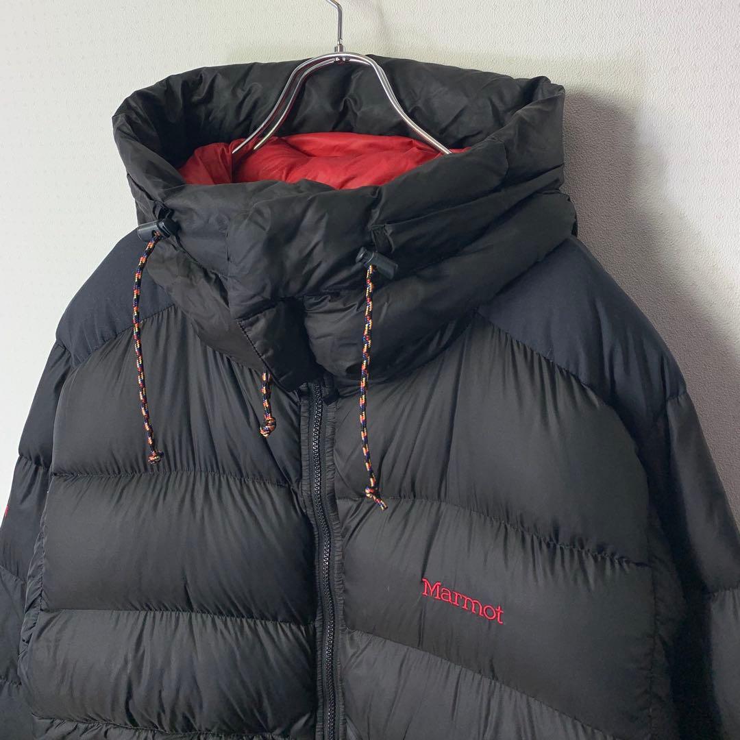 90s Marmot ダウンジャケット M パルバッド 肉厚 ブラック 刺繍ロゴ