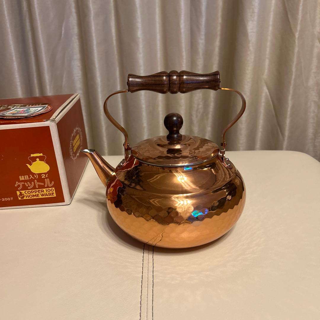 新光金属 COPPER100 純銅製 鎚目入 ケトル 2L やかん 新品未使用品