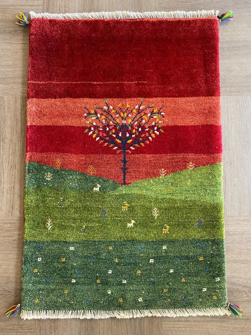 ギャッベ ペルシャ絨毯 120x80cm ギャベ 玄関マット 手織り ラグ 絨毯