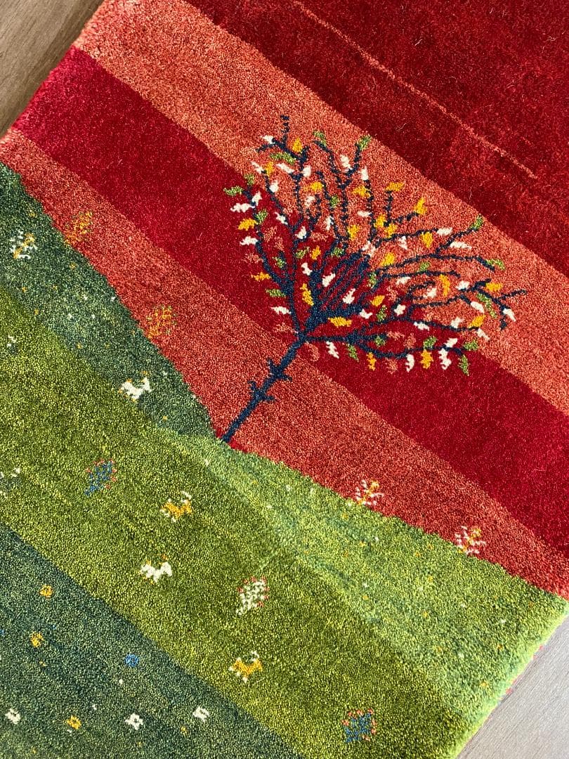 ギャッベ ペルシャ絨毯 120x80cm ギャベ 玄関マット 手織り ラグ 絨毯