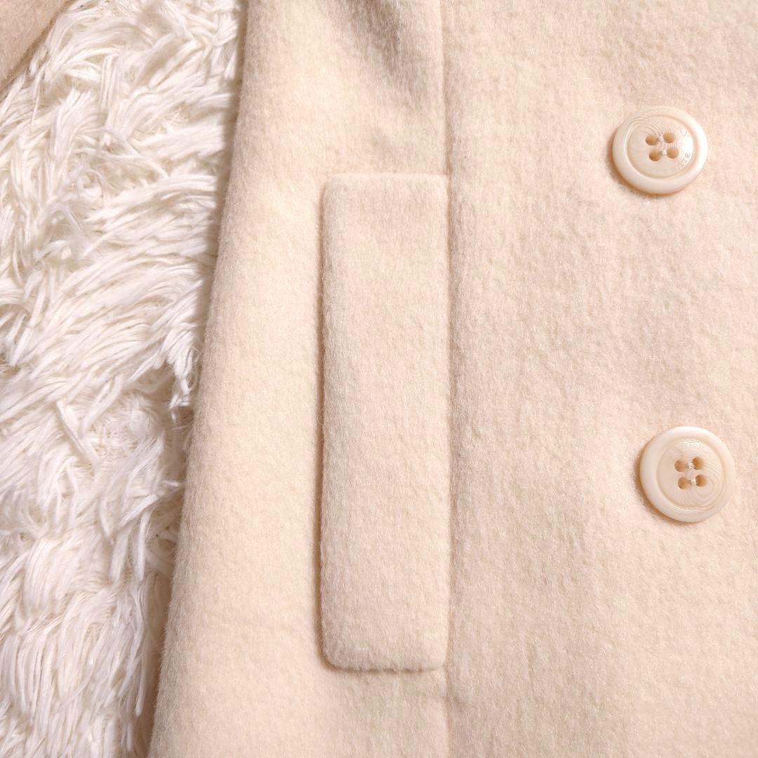 バーバリーブルーレーベル ピーコート アンゴラ アルパカ メガチェック アイボリ