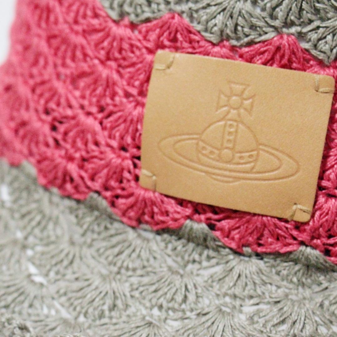 新品 ヴィヴィアンウエストウッド レザーオーブ刻印 リネン バケットクロッシェ