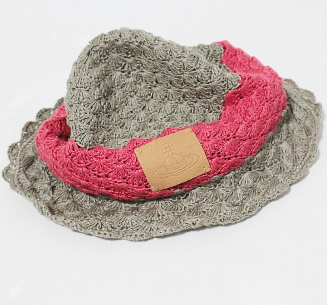 新品 ヴィヴィアンウエストウッド レザーオーブ刻印 リネン バケットクロッシェ