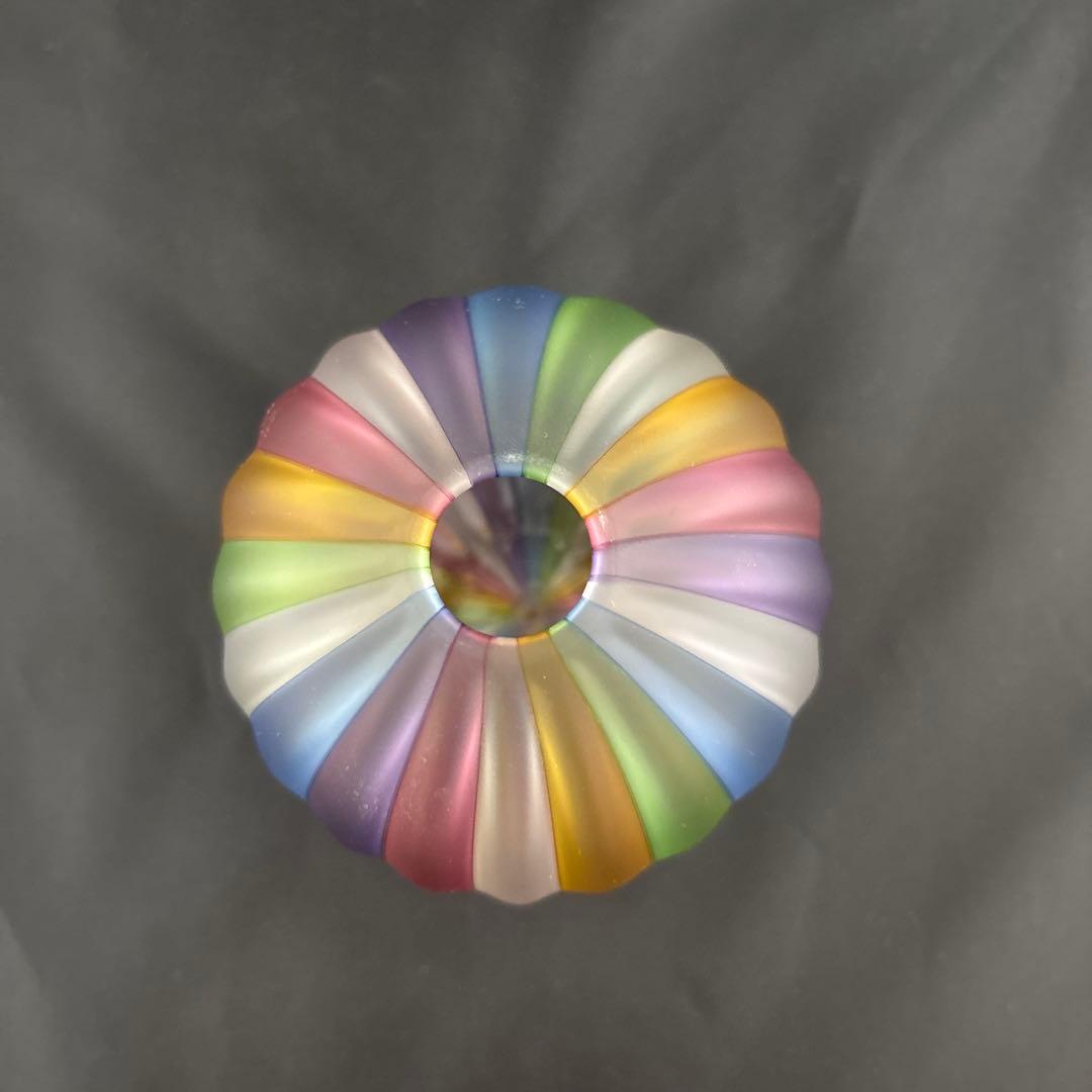 作家物　虹色ガラスの一輪挿し　未使用品