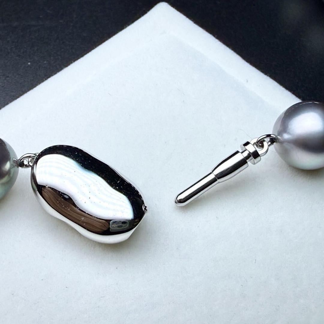 照り◎ 黒蝶真珠 南洋パール ネックレス9.9～13.6㎜ 46㎝ SS043