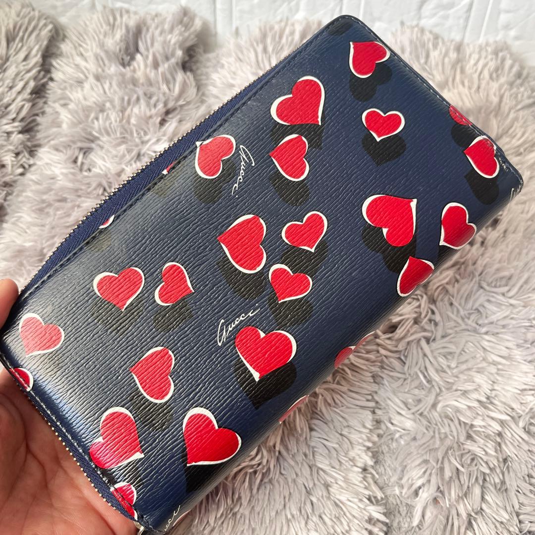 美品✨GUCCI ハートデザイン　ラウンドファスナー　インターロッキング　長財布