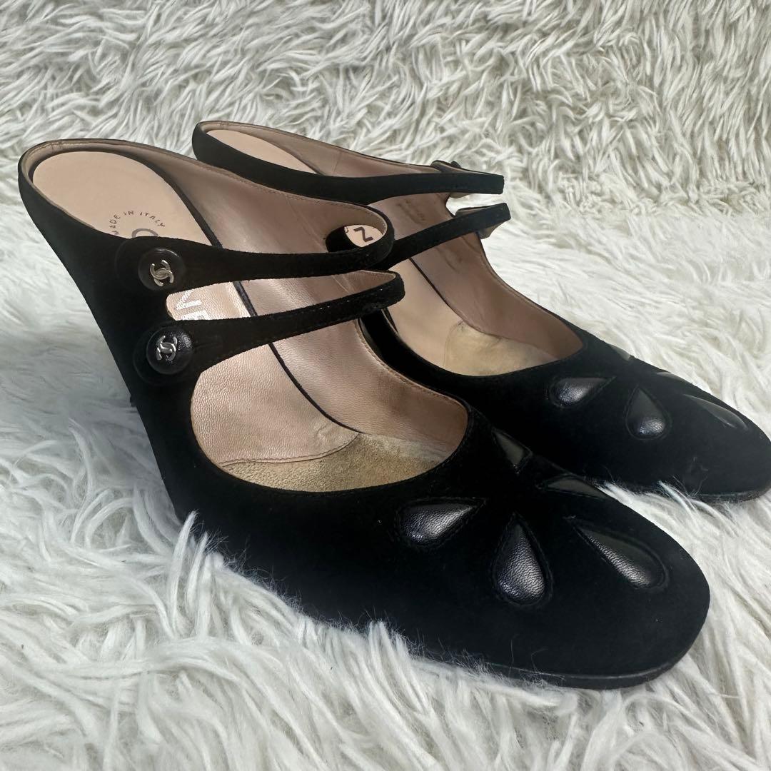 maako 様用CHANEL ブラック ストラップミュール サンダル 伊製