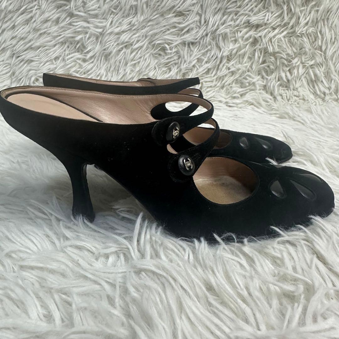 maako 様用CHANEL ブラック ストラップミュール サンダル 伊製