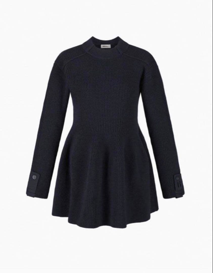 Bibiy. リブ編み長袖ニットワンピース ネイビー