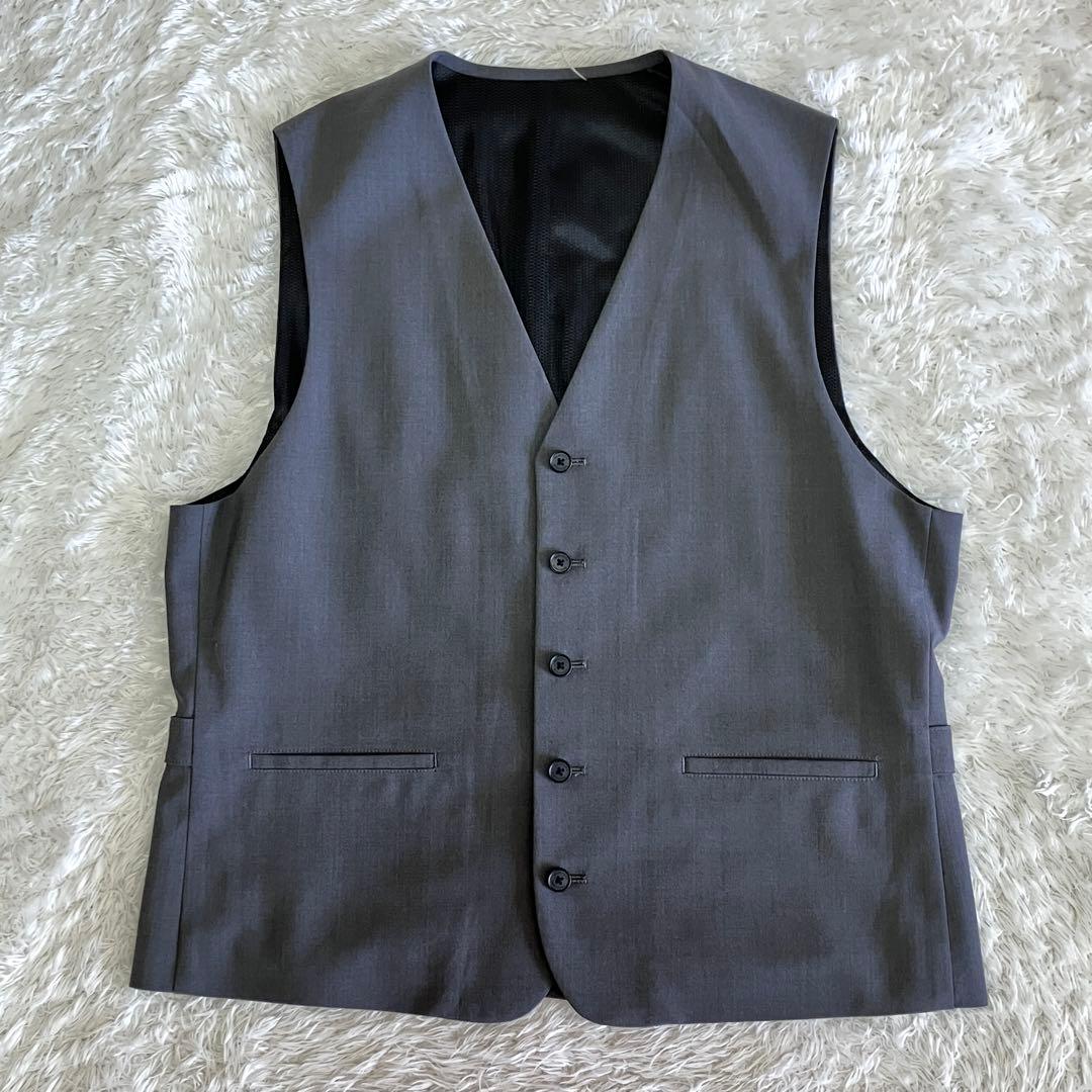 未使用級 デサント ウォッシャブル スーツ 3ピース 高機能繊維 グレー XL