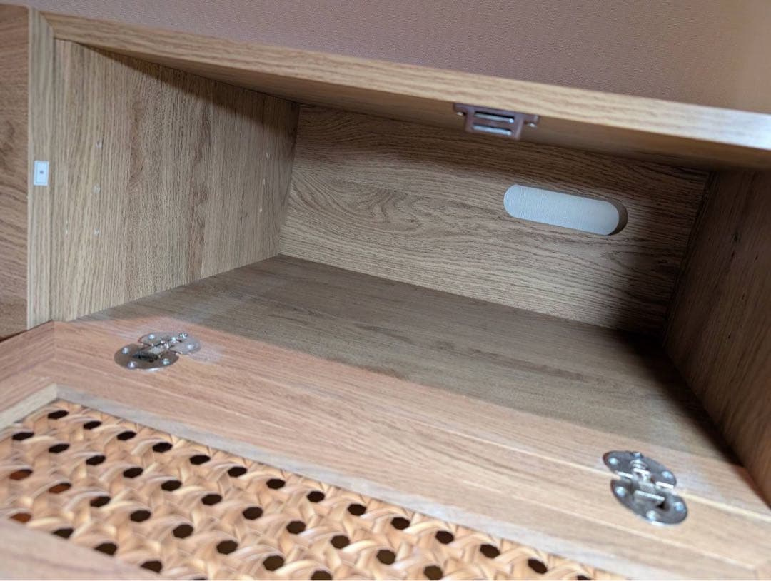 ■送料込■LOWYA ラタン調 木製テレビボード TV台 ラック机ローデスク収納