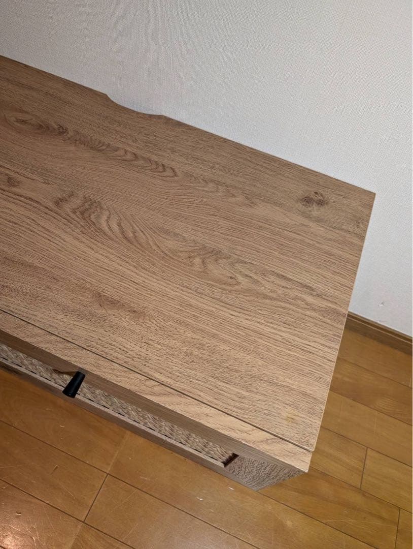 ■送料込■LOWYA ラタン調 木製テレビボード TV台 ラック机ローデスク収納